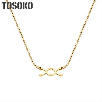 Ювелирные изделия из нержавеющей стали TOSOKO, ожерелье с подвеской в виде вечного цикла, женская простая цепочка для ключиц BSP432