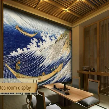 Японский Укие-э Канагава Серфинг Фотообои 3D Суши Ресторан Чайная Комната Промышленное Украшение Фон Обои 3D