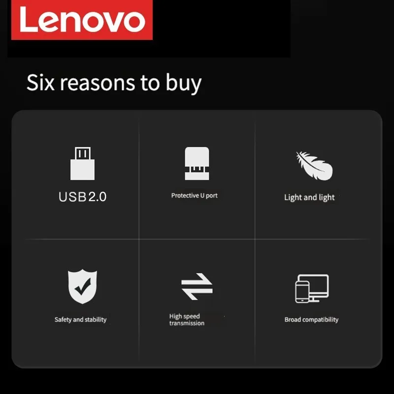 Lenovo USB Flash Drive 2.0 Высокоскоростной 128 ГБ 64 ГБ 32 ГБ 16 ГБ 8 ГБ Cle USB 2.0 Флэш-Накопитель Stick Pen Drive