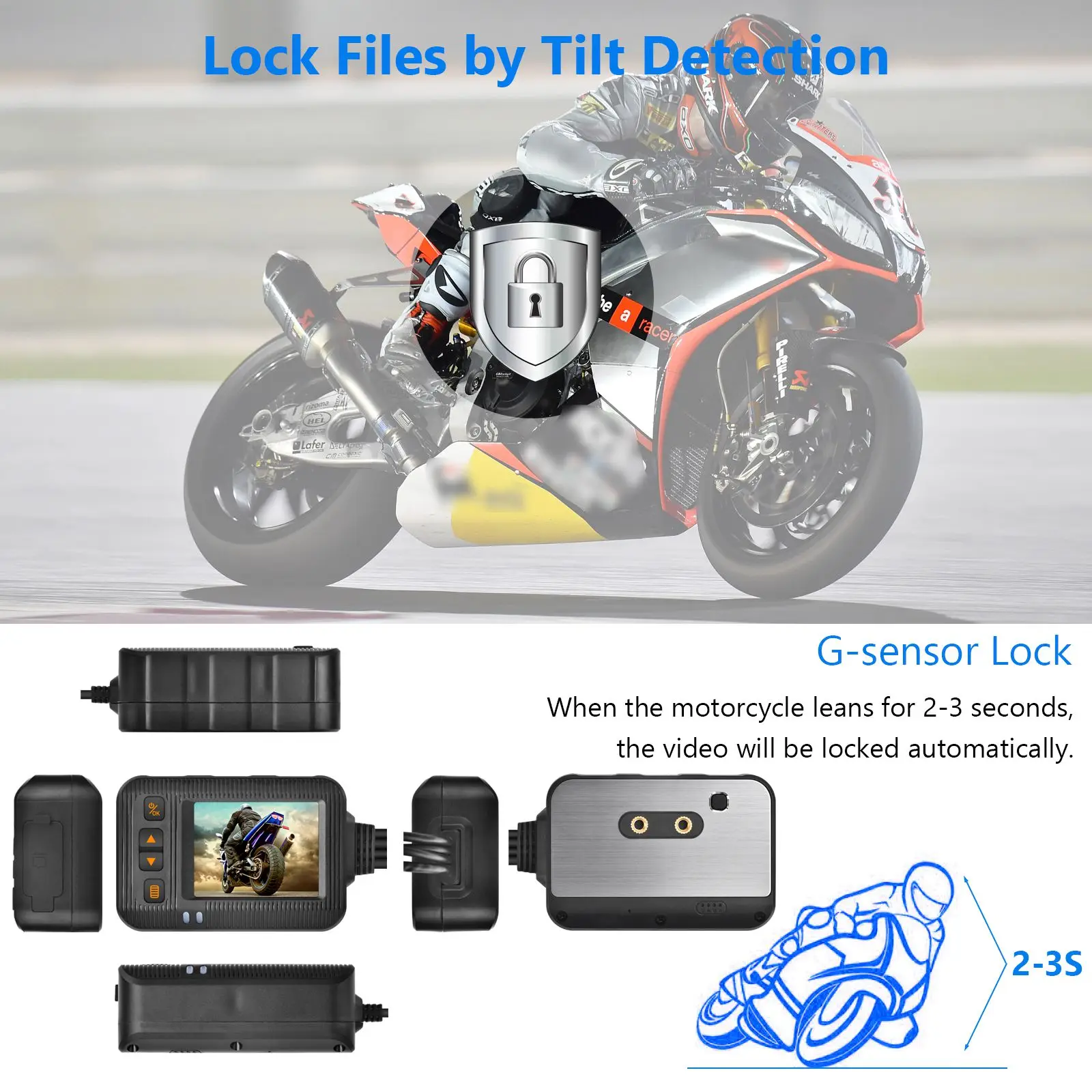 Видеорегистратор для мотоцикла SE20 с двойным объективом для вождения видеокамеры