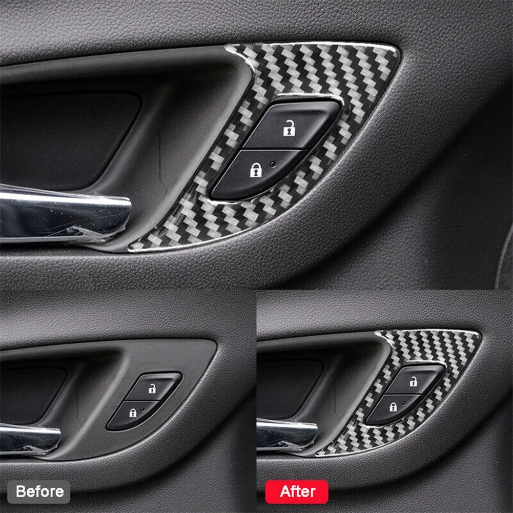 Наклейка с отделкой панели дверного выключателя автомобиля из Углеродного волокна для Chevrolet Equinox 2017 2018 2019 2020 2021 2022 Аксессуары