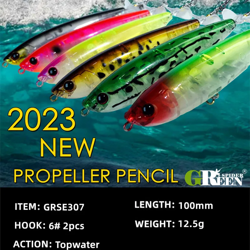 2023 Новая рыболовная приманка-карандаш с хвостом-пропеллером 10 см 12,5 г, Прозрачная, смешанного цвета, реалистичная Стикбейт, искусственная рыболовная приманка