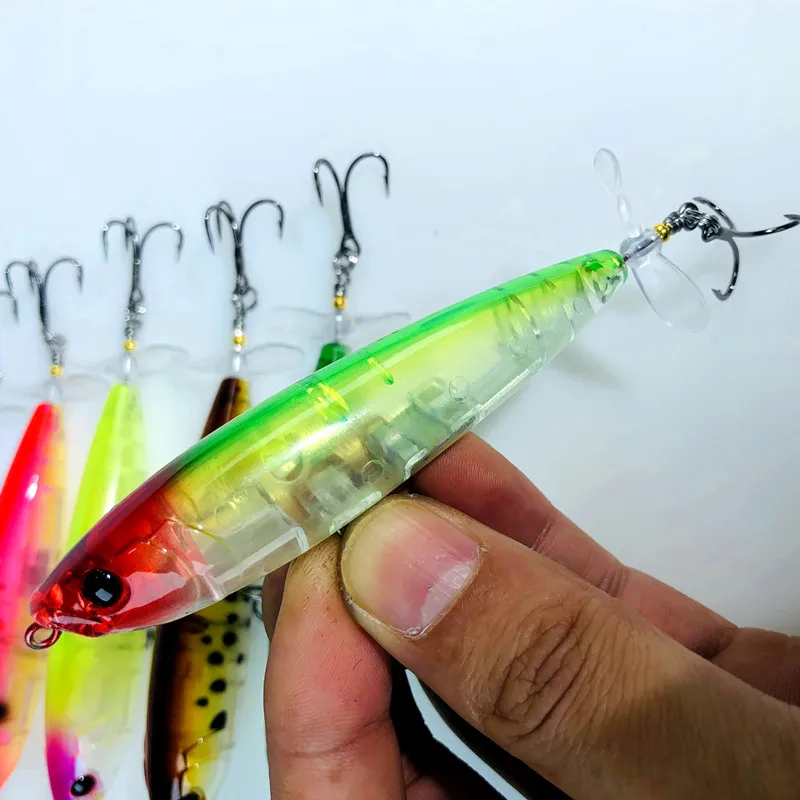 2023 Новая рыболовная приманка-карандаш с хвостом-пропеллером 10 см 12,5 г, Прозрачная, смешанного цвета, реалистичная Стикбейт, искусственная рыболовная приманка