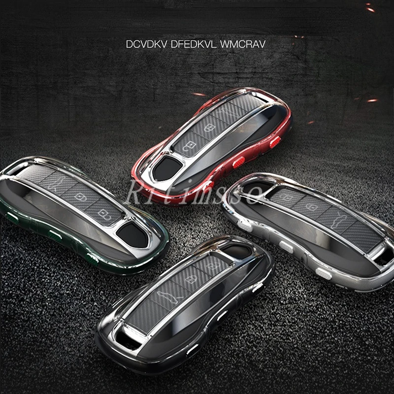 Чехол для автомобильных ключей из ТПУ, сумка, брелок, чехол-подставка для Porsche Macan 911 Panamera Cayenne Carrera Taycan, защитные аксессуары