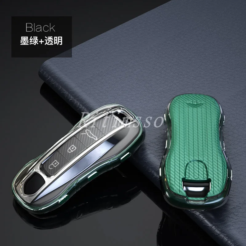 Чехол для автомобильных ключей из ТПУ, сумка, брелок, чехол-подставка для Porsche Macan 911 Panamera Cayenne Carrera Taycan, защитные аксессуары