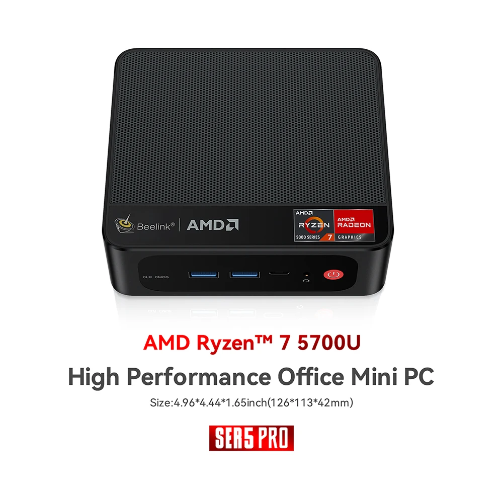 Beelink AMD Ryzen 7 7735HS 5700U 5500U Мини-ПК SER6 MAX SER5 Pro Win 11 Pro Игровой компьютер WiFi6 4K DDR5 NVME SSD 32GB 1TB 16G
