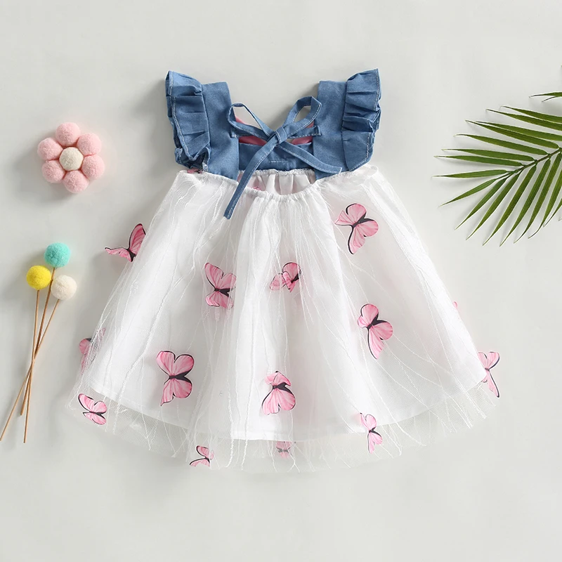 Одежда для маленьких девочек Летнее платье на подтяжках для малышей Детские платья-пачки из тюля Детское платье принцессы на день рождения