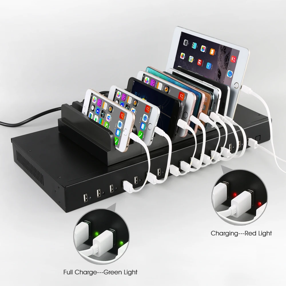 Sipolar 16-портовая USB-зарядная станция 2.1A USB-зарядное устройство с din-рейкой для установки в стандартную 19-дюймовую стойку EIA для зарядного устройства и шкафа