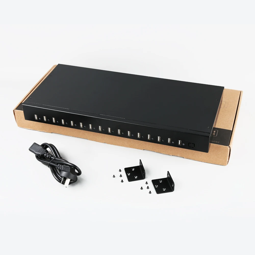 Sipolar 16-портовая USB-зарядная станция 2.1A USB-зарядное устройство с din-рейкой для установки в стандартную 19-дюймовую стойку EIA для зарядного устройства и шкафа
